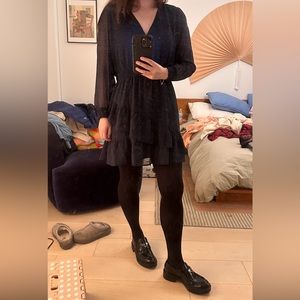 NWOT Banana Republic Polka Dot Ruffle Navy Dress